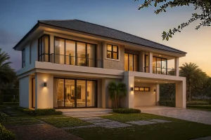 Contemporary Tropical-Modern Home Plan with CAD 3,800 sq. ft., 4-bed, 3.5-bath two-story