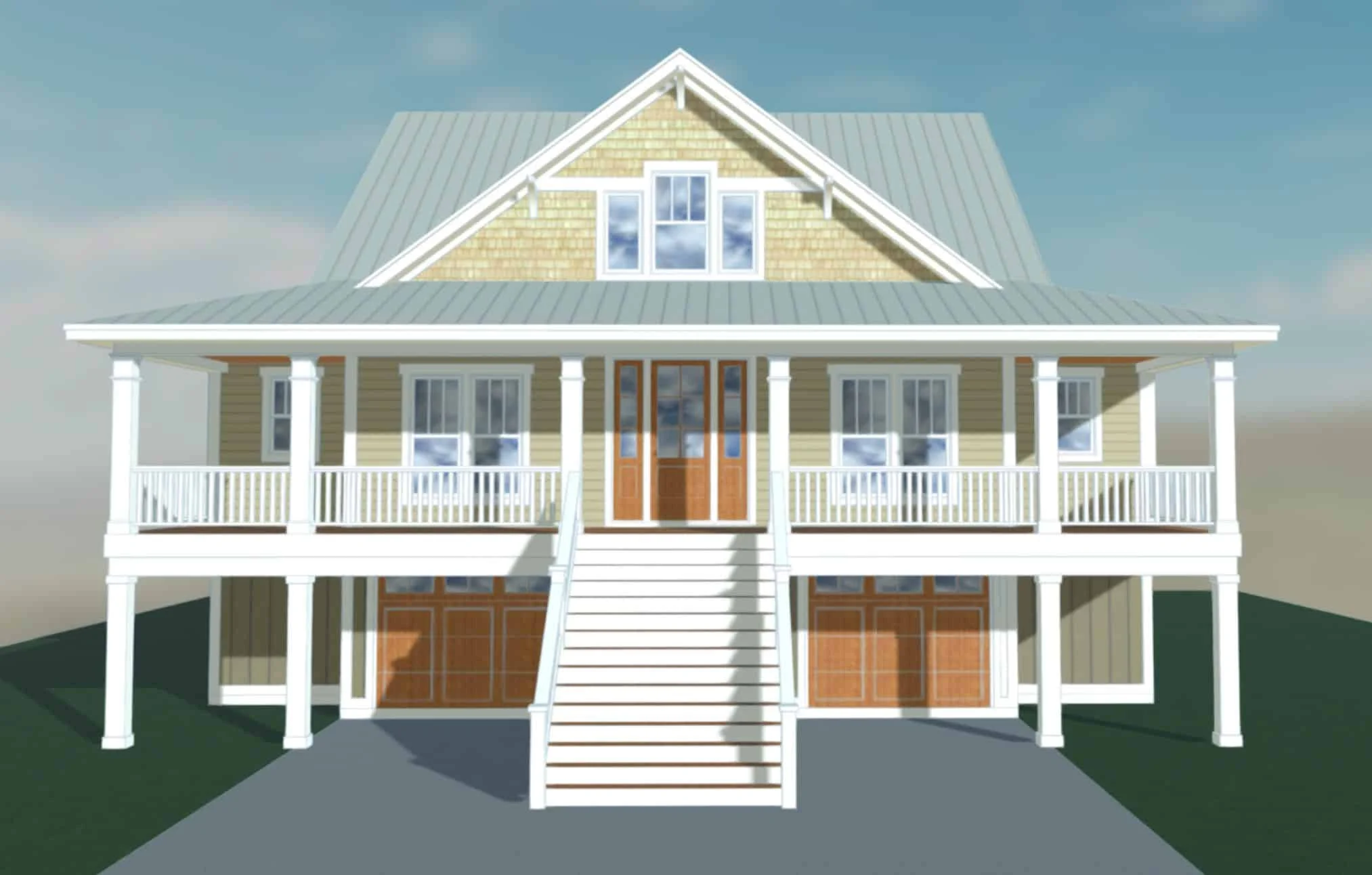 17-1505 HOUSE PLAN - Raised Coastal Cottage House Plan — 2 Bed, 2 Bath, 1,390 Sq Ft 2 Charming-Home-Plan-With-Floor-Plan-and-Coastal-Designs