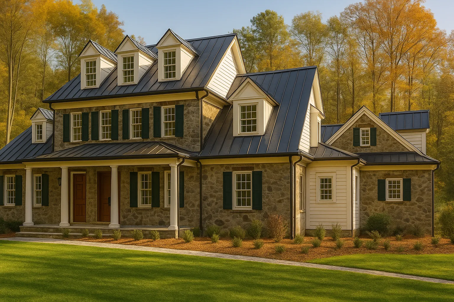 Elegant 3-Story Traditional House Plan with Colonial Architecture