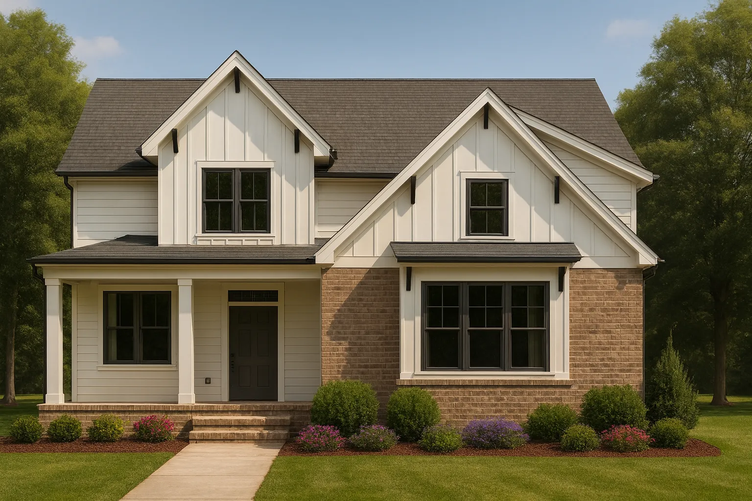 Traditional Craftsman Home Plan with 2-Story Floor Design