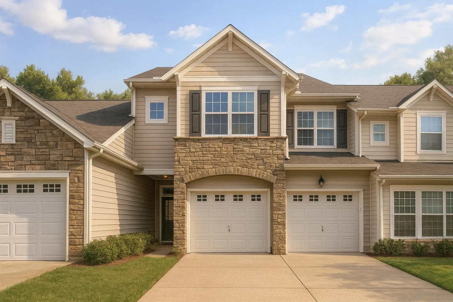 Contemporary 4-Unit, 4-Bedroom Townhome Plan