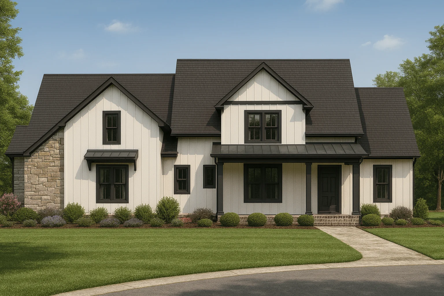 Modern Barn-Style House Plan with 2 Stories and 2,680 Heated Sq. Ft.