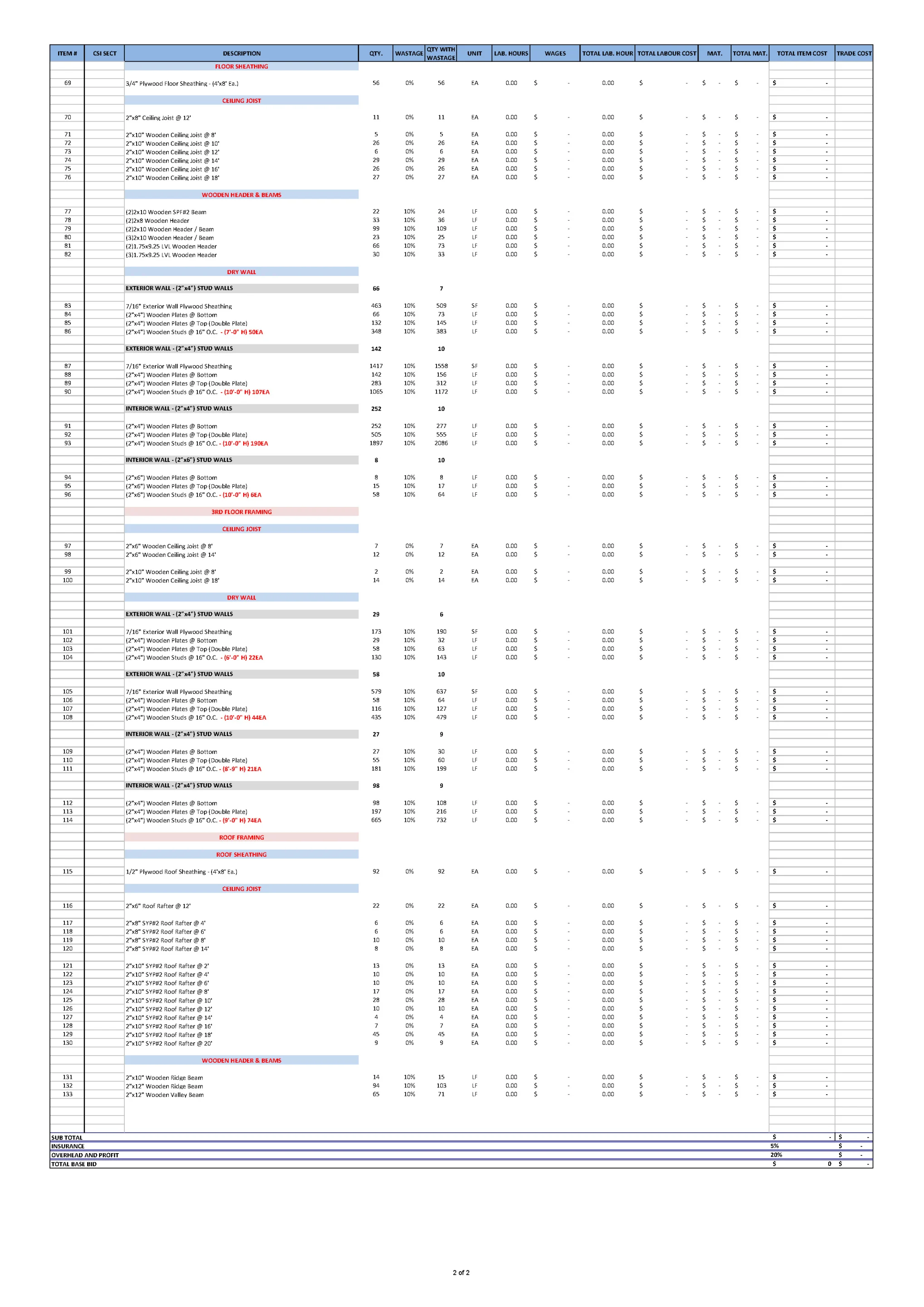 Takeoff/Material list for My Home Floor Plans. Myhomefloorplans.com Takeoff/Material list for My Home Floor Plans. Myhomefloorplans.com