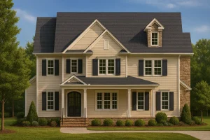 Colonial Revival Home Plan with Spacious Design and CAD Blueprint
