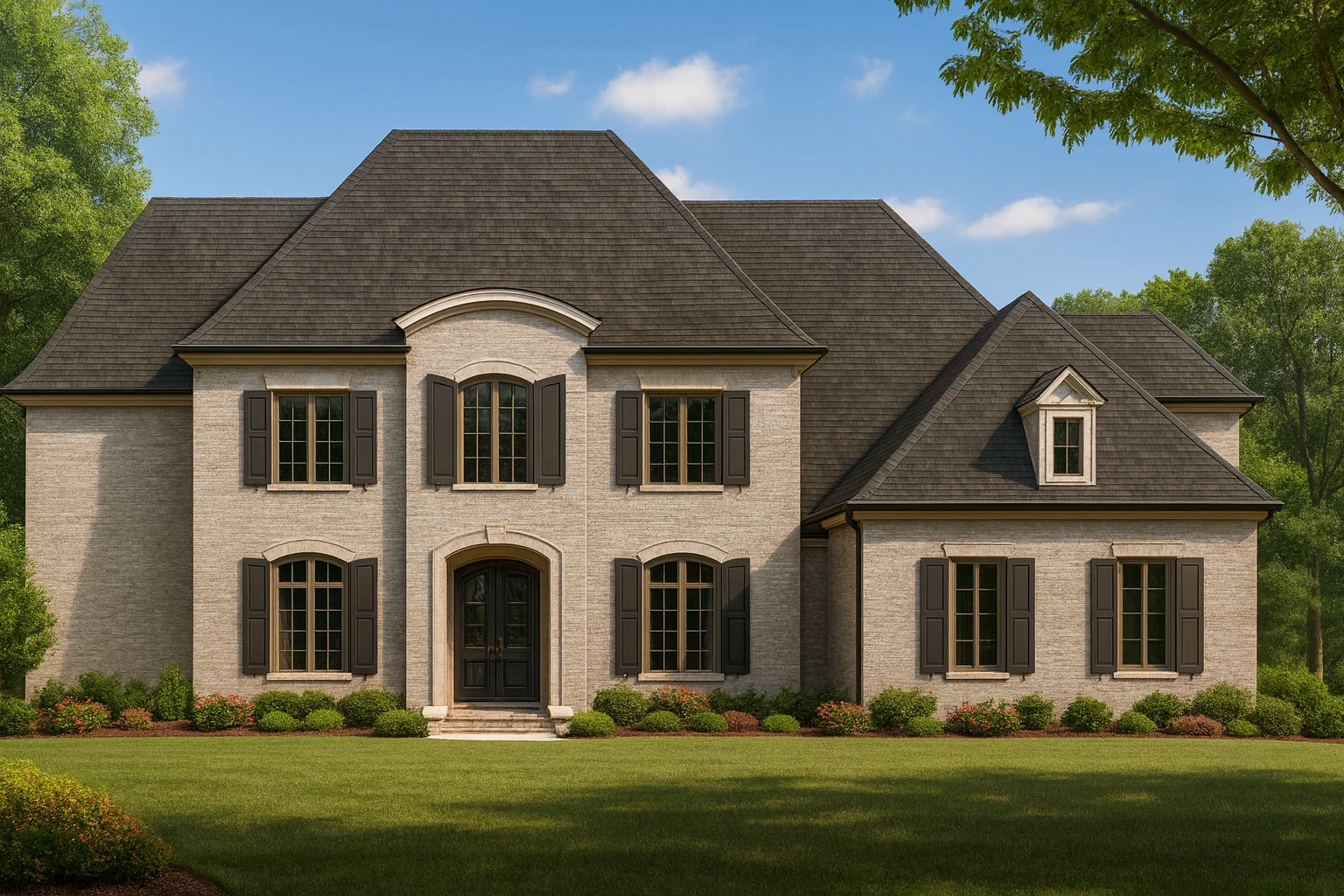 Elegant 2-Story Colonial Revival House Plan with Vaulted Ceilings
