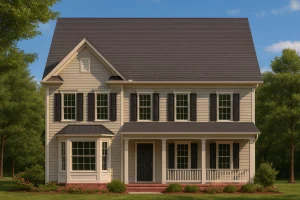 Colonial Farmhouse Floor Plan with CAD and Blueprint Designs