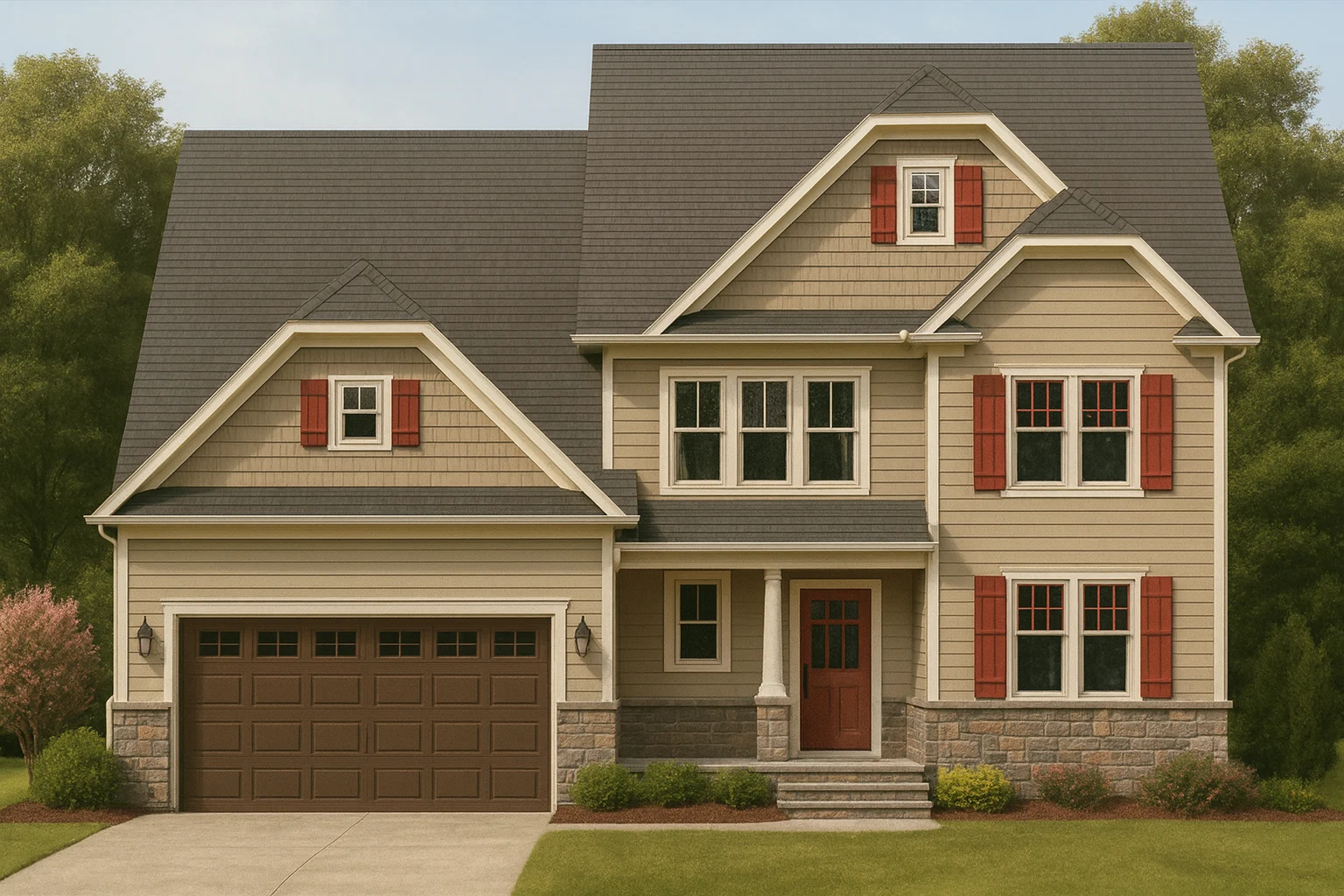 3-Story Modern Craftsman Home Floor Plan and Blueprint Design