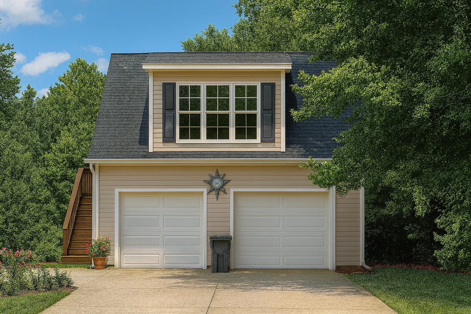 16-1238 GARAGE PLAN - Small House Floor Plan with Bonus Room & 2-Car Garage