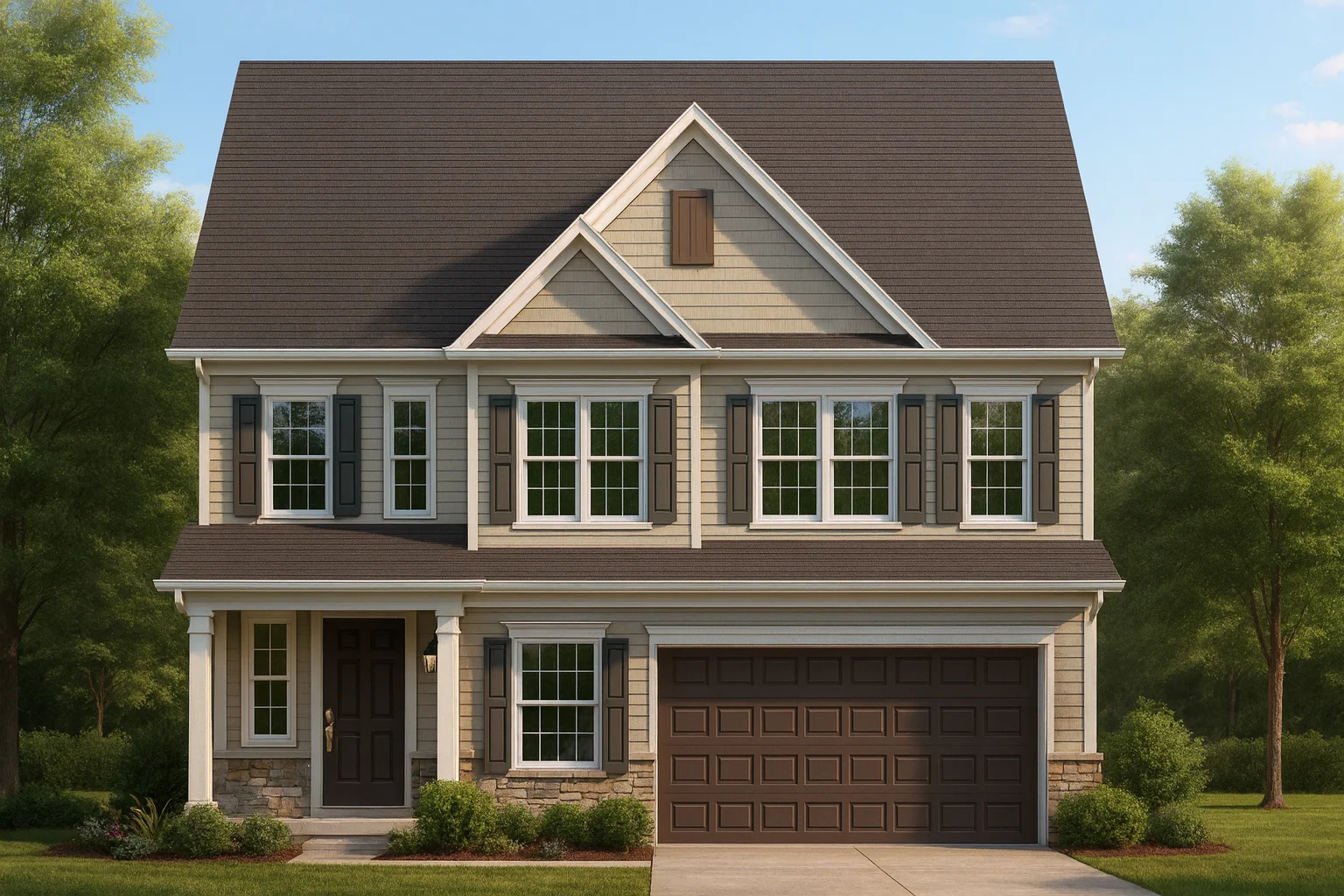 House Plan with 2 Floors, 3 Bedrooms & Bonus Room