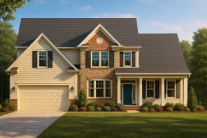 New American House Plans 13 8-1329 HOUSE PLAN - Elegant House Floor Plan: 2-Story Design with 4 Bedrooms & 2-Car Garage