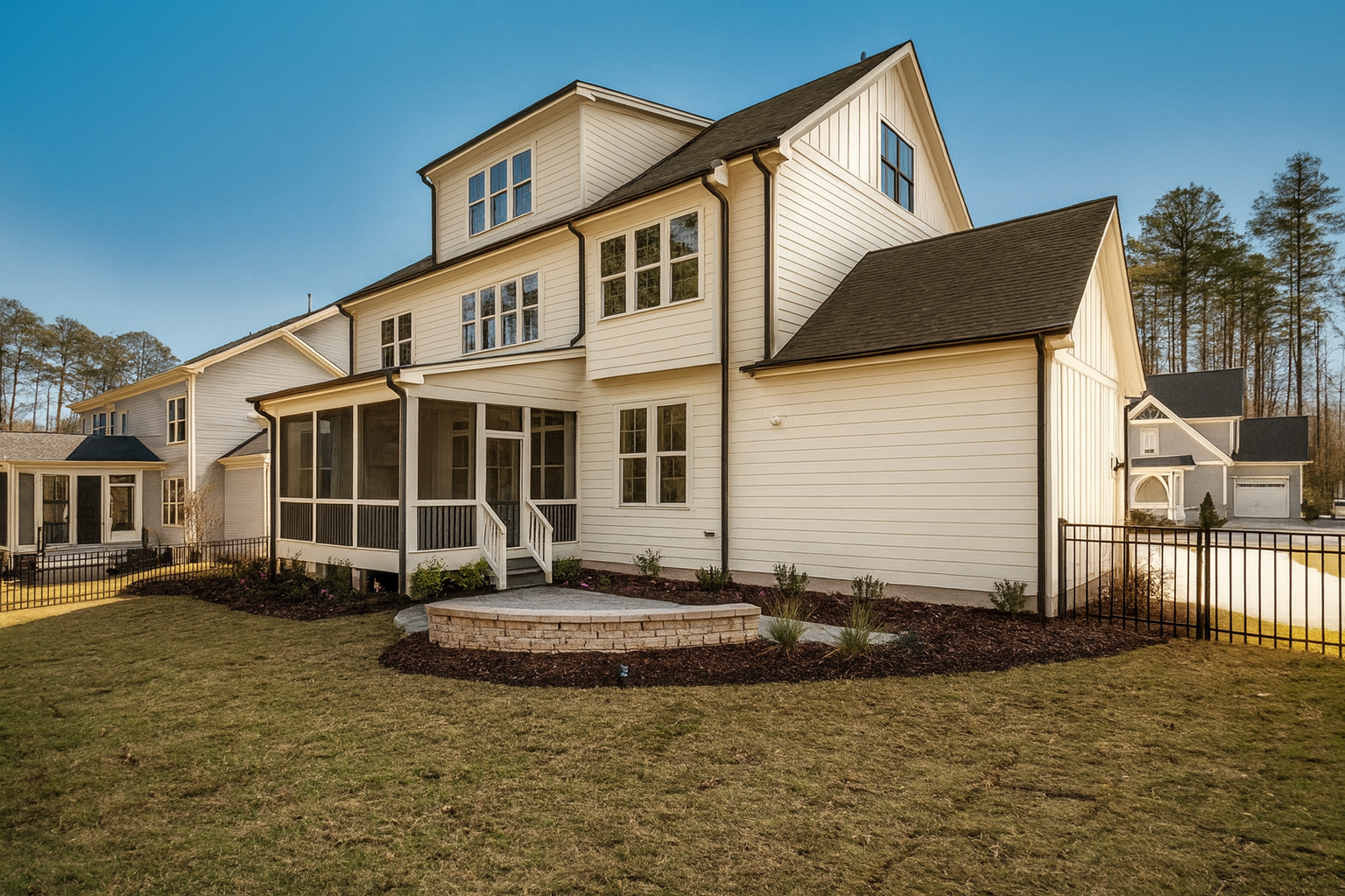 20-1249B HOUSE PLAN - Modern Farmhouse Plan - 4-Bed, 4-Bath, 4,050 SF 5 Modern Farmhouse home with white brick exterior, gable roof, and transitional architectural design