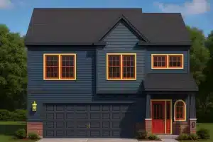 2,044 sq. ft. modern suburban house plan with 3 bedrooms, 2 baths