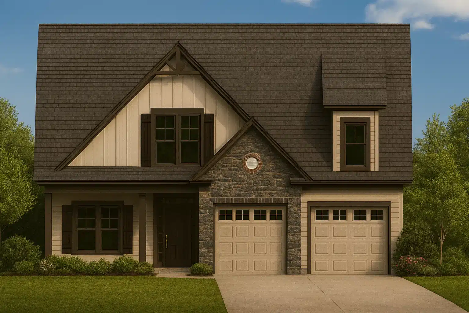 Modern House Plan with 1.5 Stories, 4 Bedrooms & CAD Blueprint
