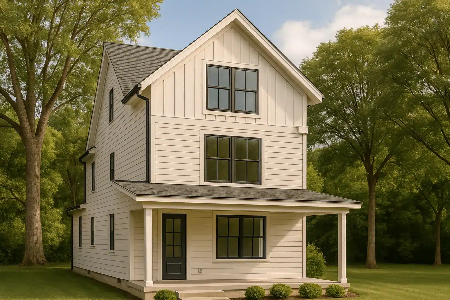 three-story house plan with 1,485 heated sq. ft