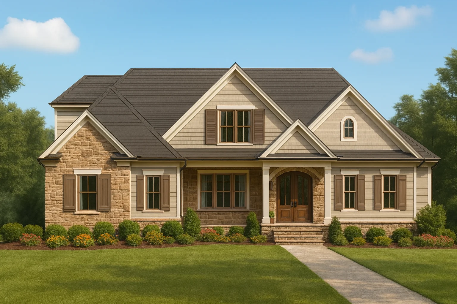 Customizable 2-Story Home Plan with 5 Bedrooms and CAD Blueprints