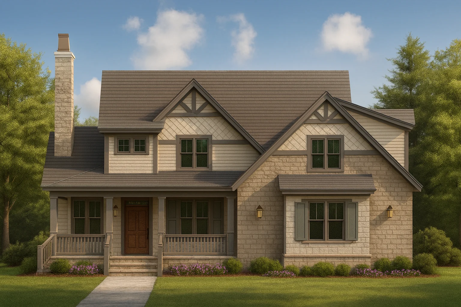 Craftsman Home Design with Bonus Room and CAD Blueprint