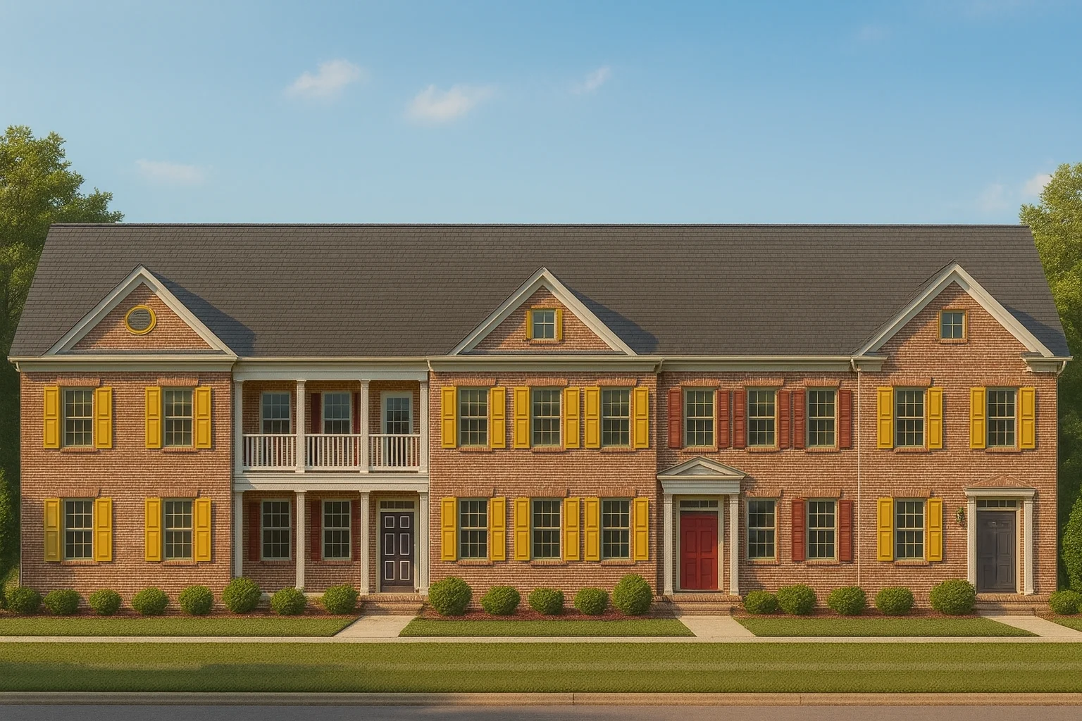 Colonial Revival Townhome Floor Plan with CAD Designs