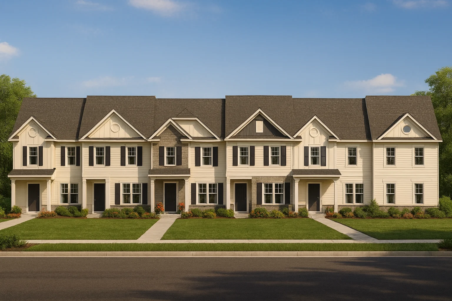Modern Townhome Plan Stunning 6-Unit Floor and Design Blueprint