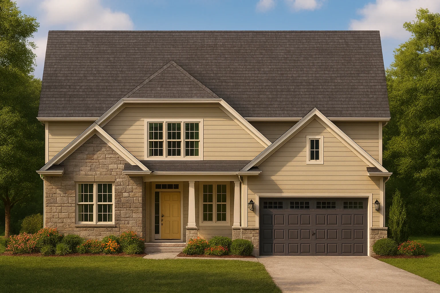 Traditional Home Floor Plan with 4 Beds & Detailed CAD Blueprint
