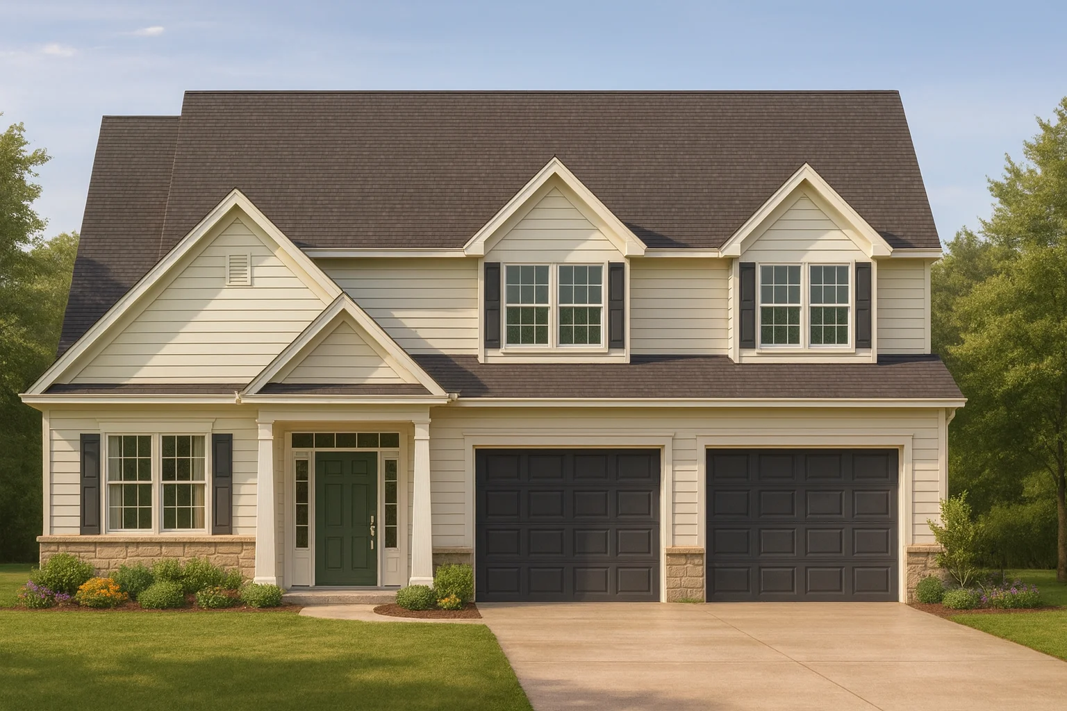 Custom Home Design with 1.5 Story Floor Plan and CAD Blueprint