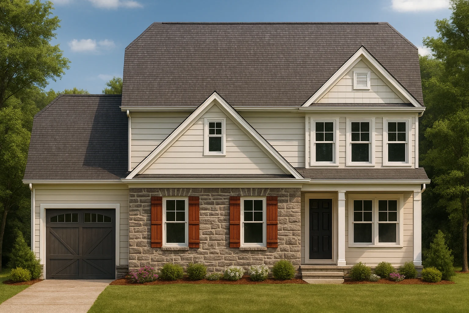 Traditional Craftsman Colonial Floor Plan with Covered Porch & CAD Blueprints