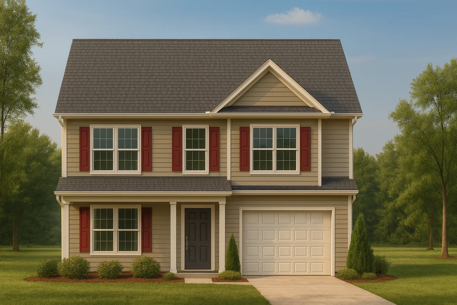 Elegant 2-Story House Design with Classic Blueprint & CAD Floor Plans