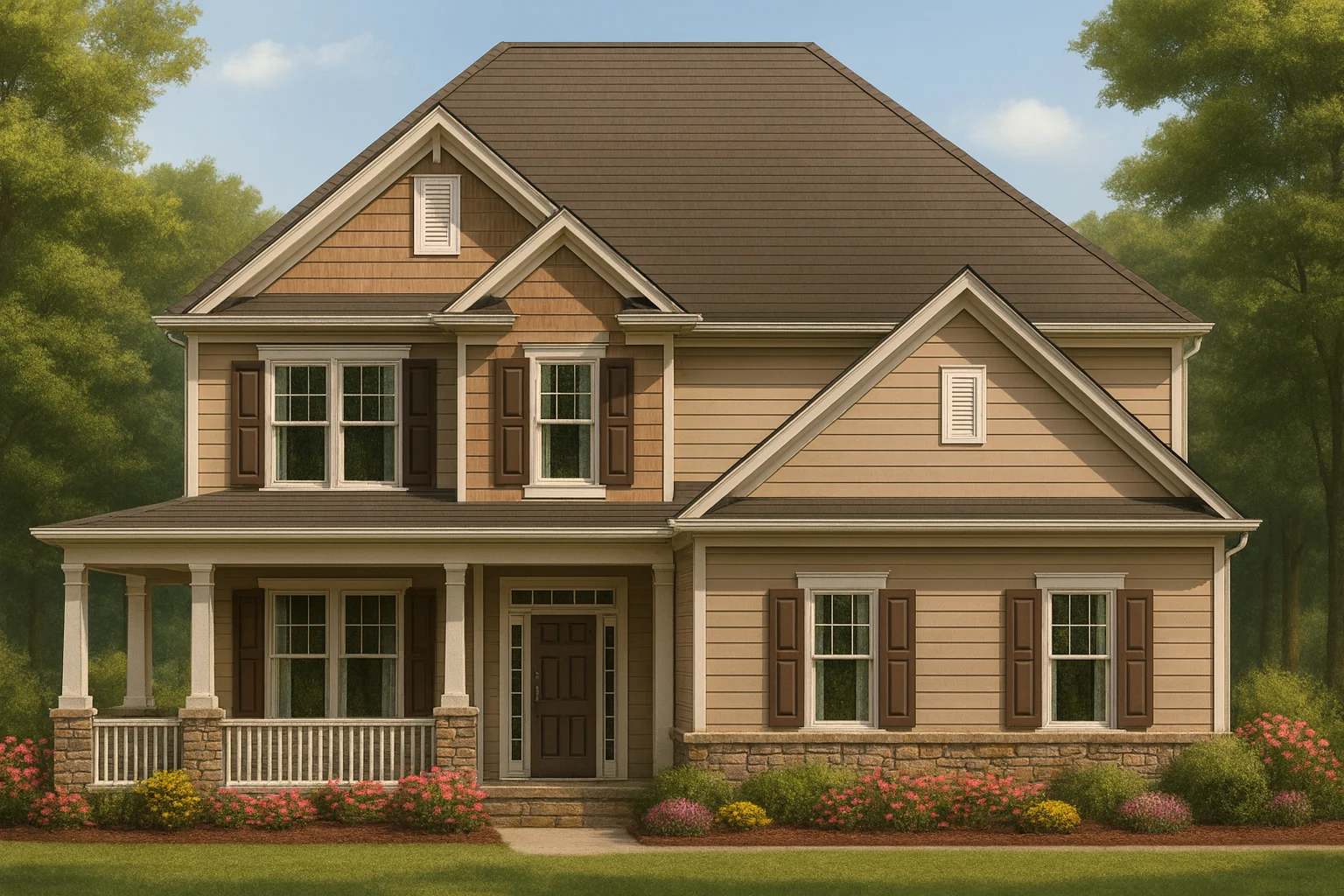 Traditional Craftsman Colonial Revival House Plan 2280 Sq Ft 4 Bed 2 Story With Cad Blueprints