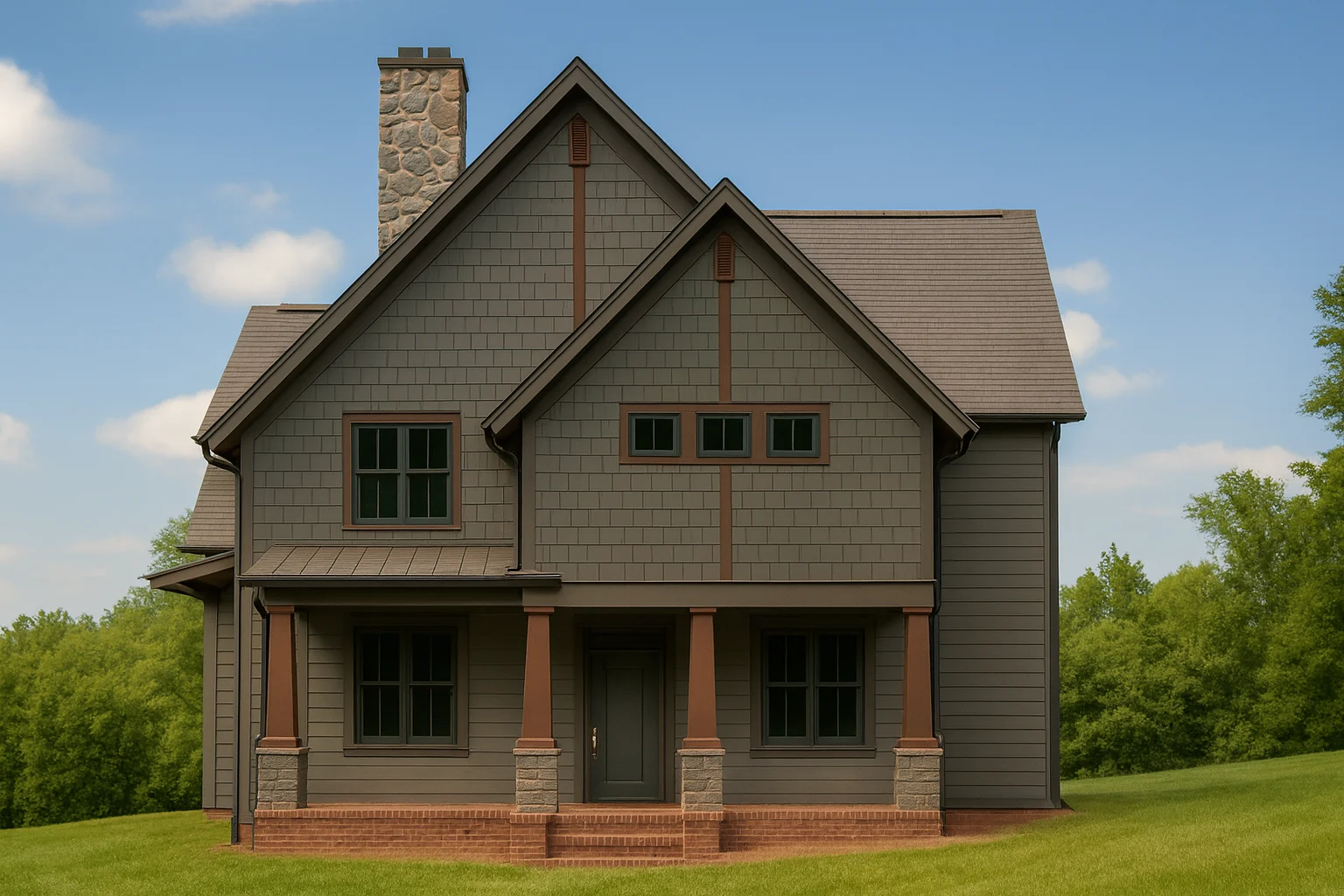 Craftsman House Plan w2-Story, 4 Bed, 3 Bath & 2-Car Garage Blueprint