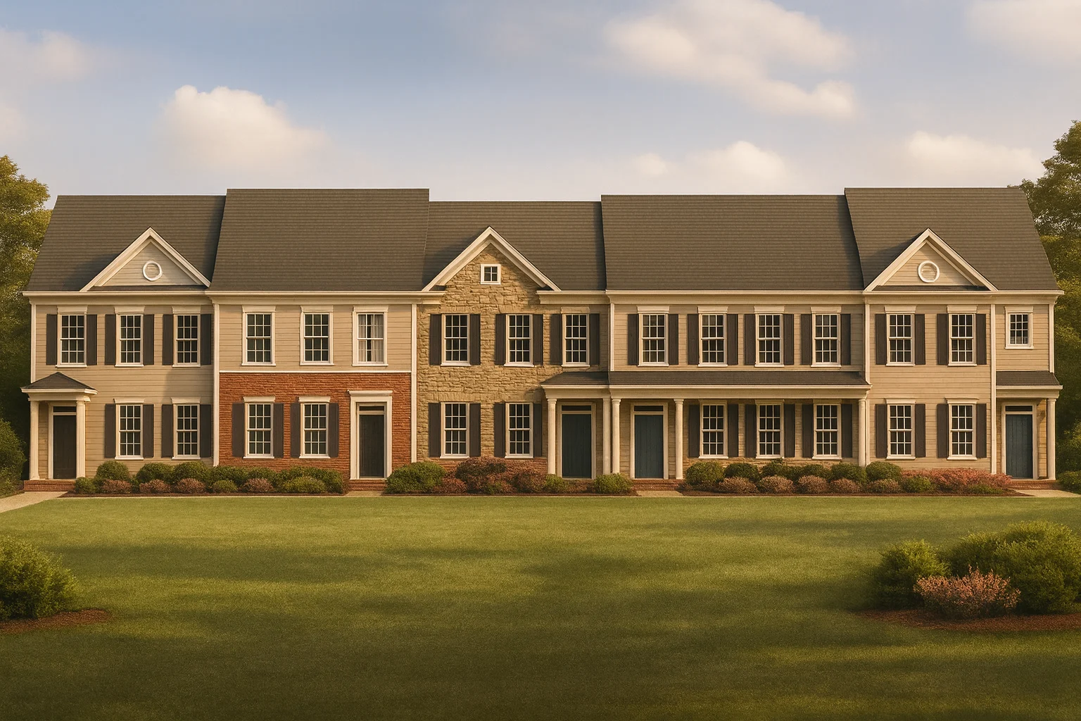 5 Unit Colonial Revival Townhome Plan 4 Beds Per Unit