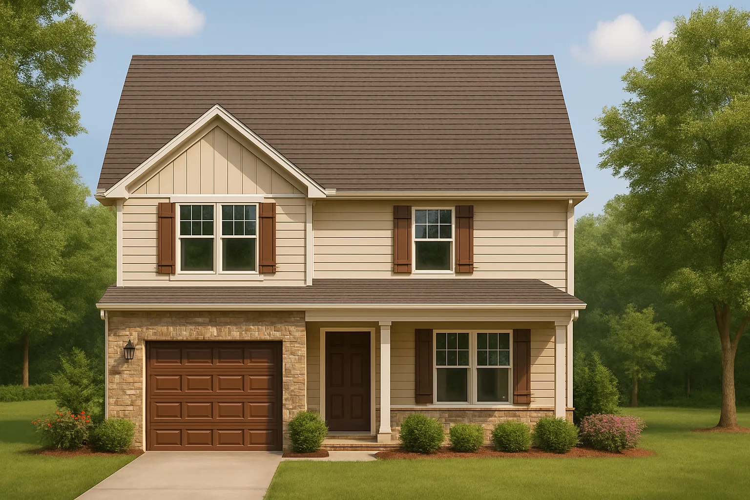 Craftsman Home Floor Plan with 2 Stories and 3 Bedrooms