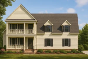 2-Story 3-Bedroom Country House Plan with Island Kitchen & Screened Lanai