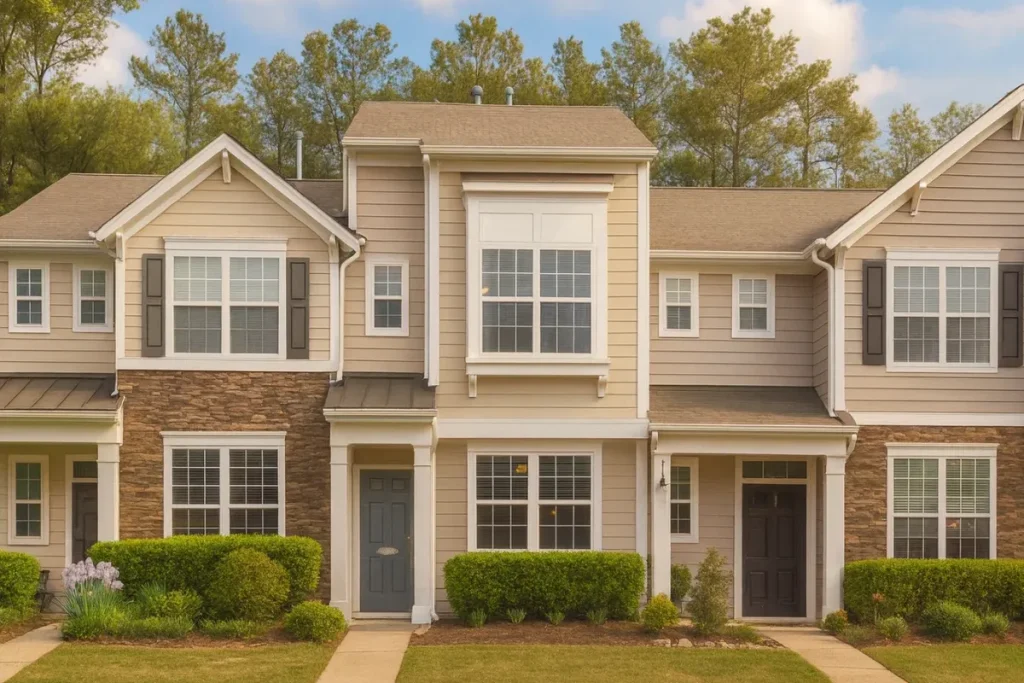 8-Unit Modern Craftsman Townhome Plan with Covered Porches & Bonus Rooms