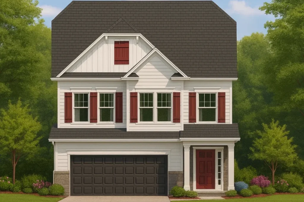 Modern Suburban Home Plan with 2 Floors and Open Layout