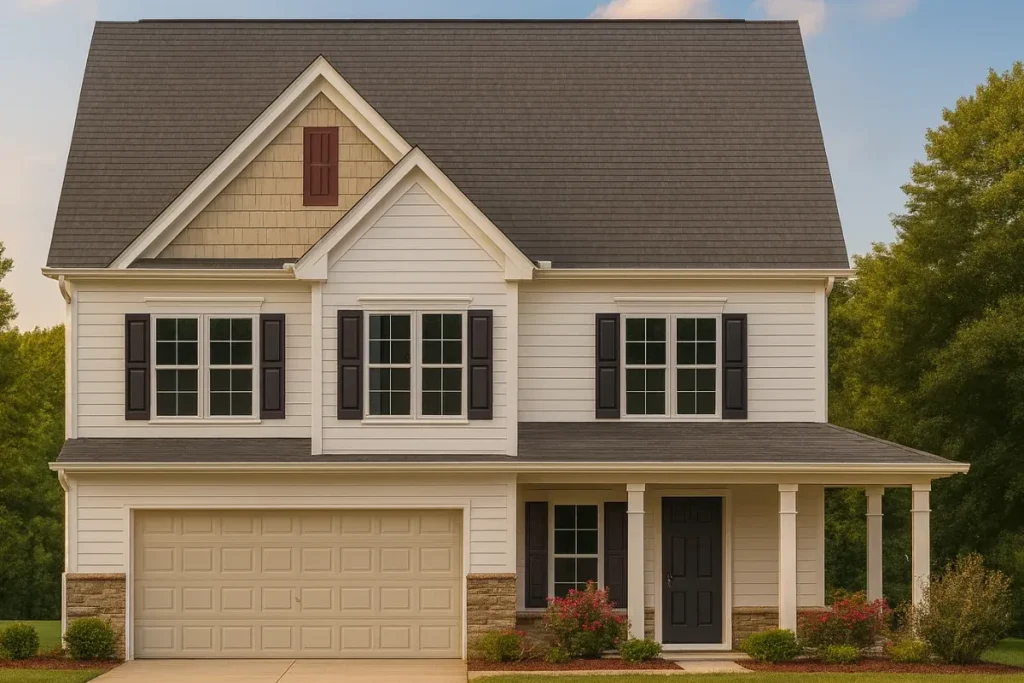 Elegant 2-Story House Plan with Craftsman Charm & Front Garage
