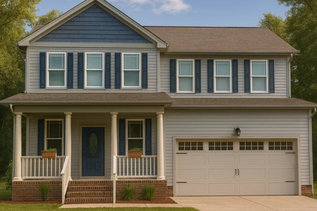 Modern Two-Story Home Plan with CAD Blueprint and Functional Layout