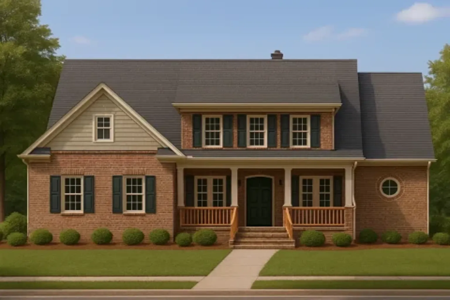 Elegant 2-Story House Plan with Colonial Farmhouse Charm