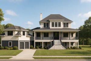 13-1139 HOUSE PLAN - Beach House Floor Plan With Detached Garage and Living Space